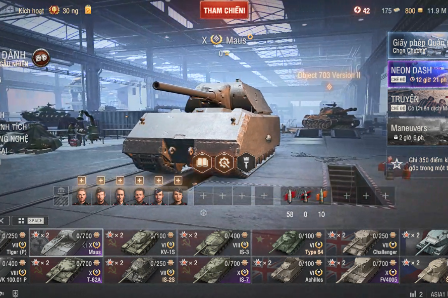 Acc World of Tanks PC sẵn 11.9 triệu bạc, gồm 4 tank X Maus,...