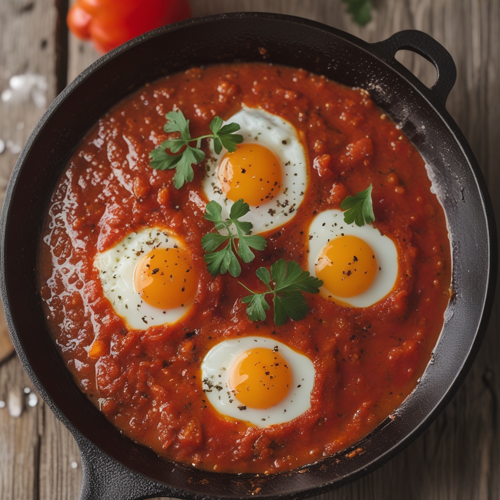 Harissa Turkey Sausage & Egg Shakshuka Skillet – 35-Min Protein Power Breakfast