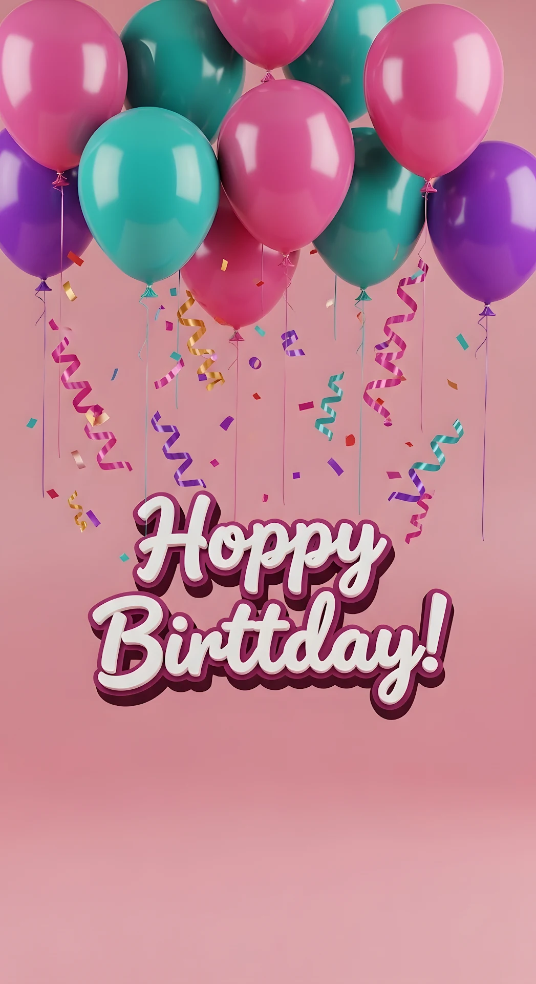 3D Rendered Birthday Balloons and Confetti - Free 4K mobile Wallpaper
