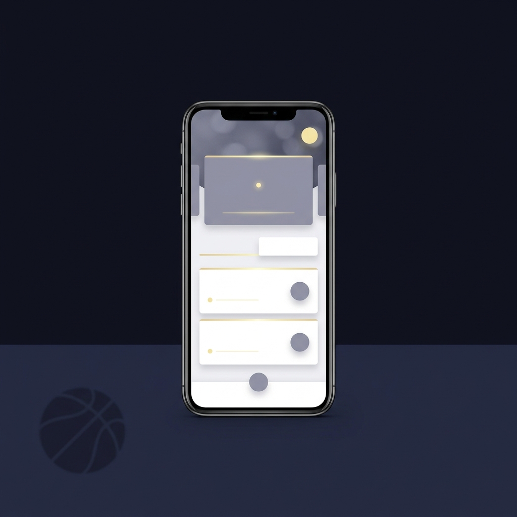 Minimalist full frame image of a sleek smartphone showing a simplified betting card on a Funded Plays dark background with pale yellow accents implying kevin durant odds