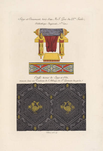 Sièges et ornemens tirés dun MS grec du IXme siècle  Étoffe tissue de soye et do