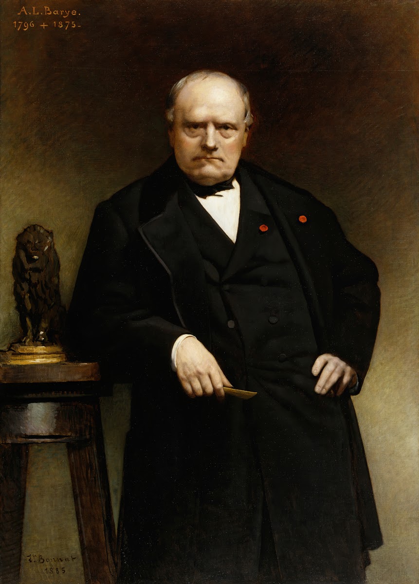 Portrait of Barye with a Wax Model of Seated Lion 1885