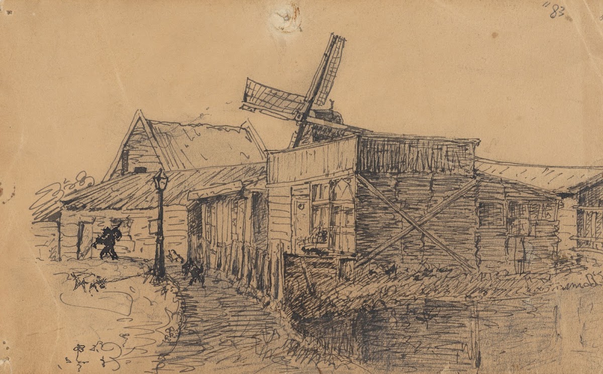 Dorpspad met molen 1876   1951