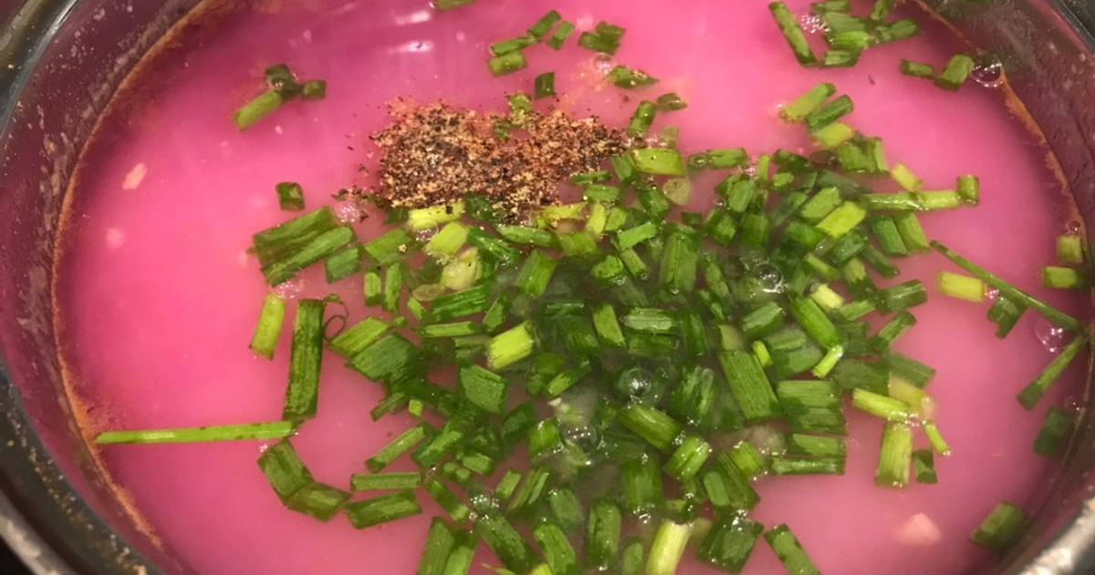 Canh khoai tím nấu gạch đầu tôm