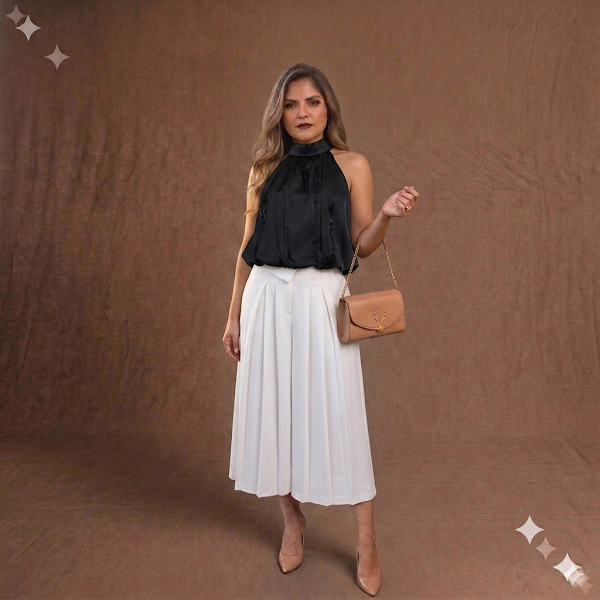Blusa Negra en Seda Estilo Globo
