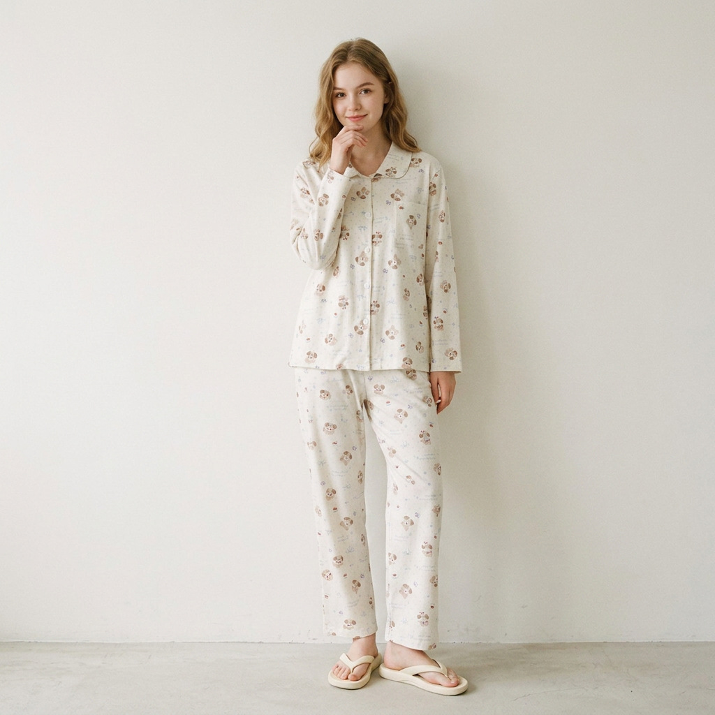 Women's Pajama Set, Cotton, with Light Fleece Lining