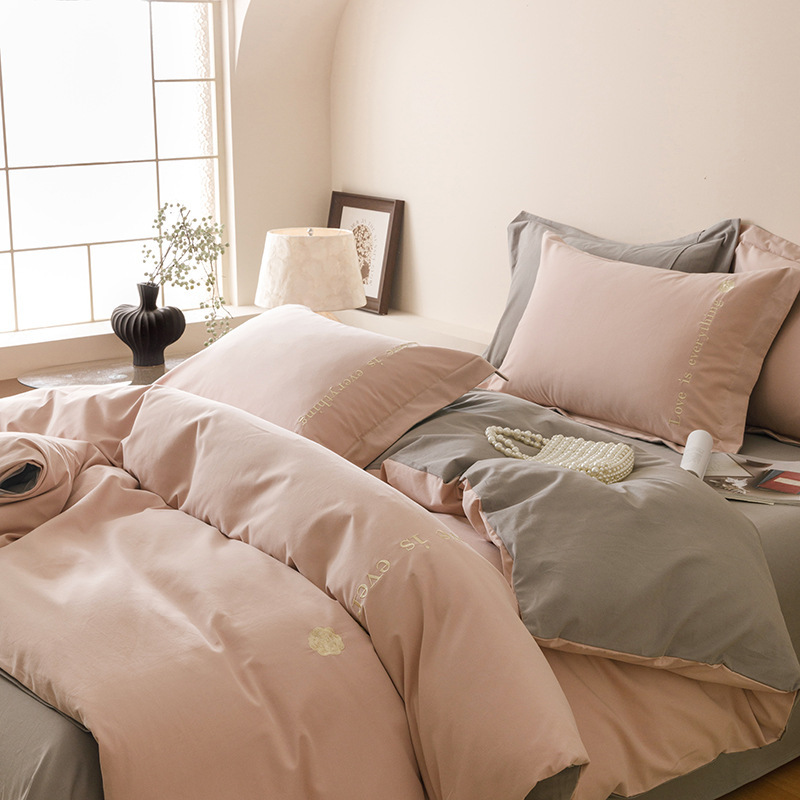 Cotton bedding set, brushed, geometric pattern