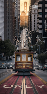 San Francisco Cable Car Steep Hill Urban Street Scene