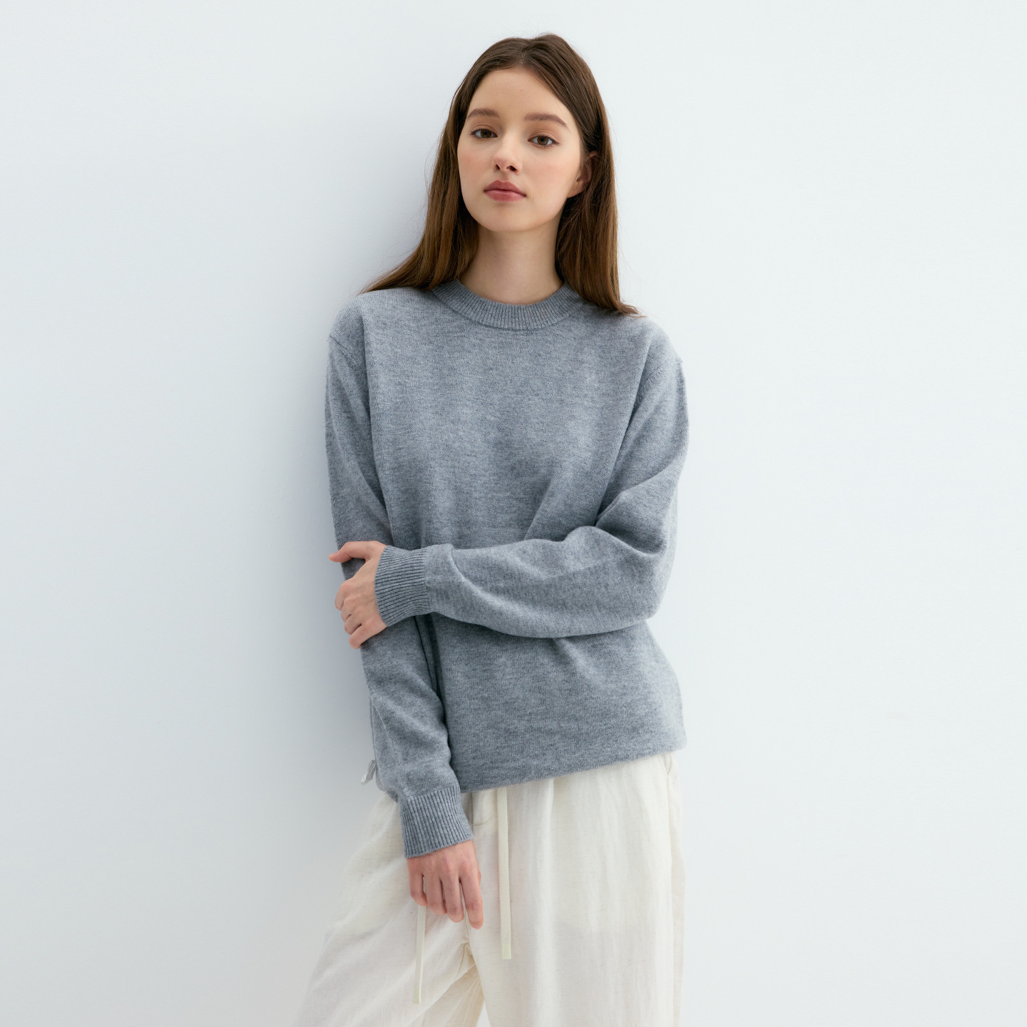 Men's sweater made from 100% sheep wool, stand-up collar