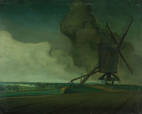 Storm Clouds over the Windmill in Tiegem ca 1910   1914