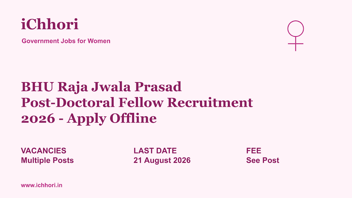BHU Raja Jwala Prasad Post-Doctoral Fellow Recruitment 2026 - Apply Offline - iChhori