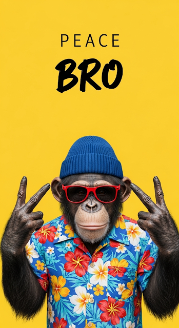 Retro Monkey in Hawaiian Shirt Pop Art - Free mobile Wallpaper