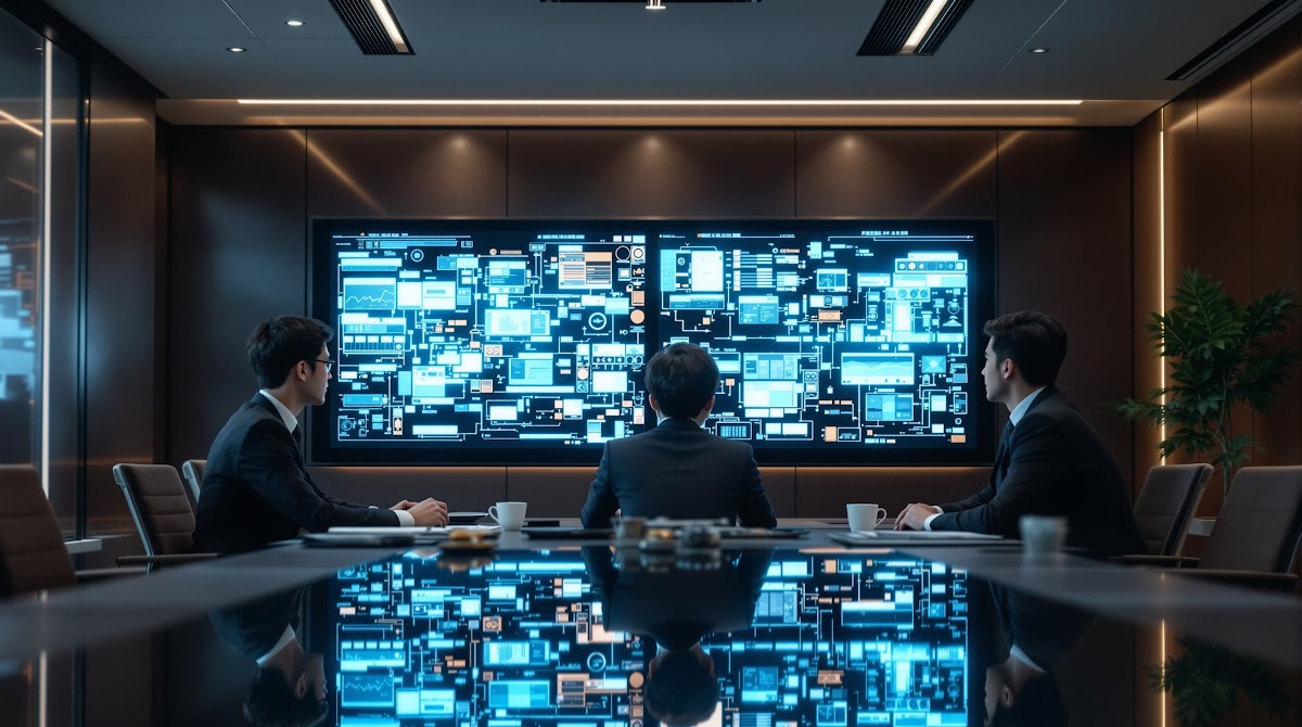 국가유공자 판례 분석 실무 현장에서 변호사가 클라이언트와 상담하며, 전자소송 시스템과 증거관리 플랫폼을 실시간으로 활용하여 소송 전략을 세우고 있는 전문 법률 사무소의 모습