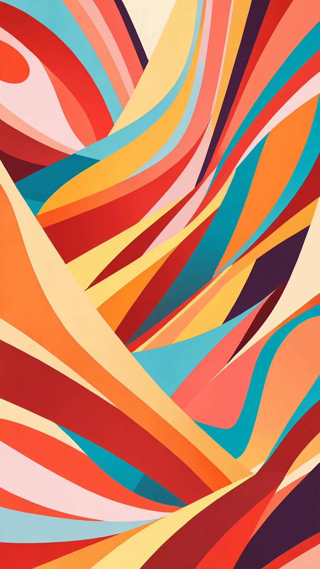 Vibrant Flowing Abstract Waves in Warm Retro Colors - Free 4K mobile Wallpaper