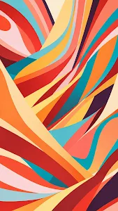 Vibrant Flowing Abstract Waves in Warm Retro Colors