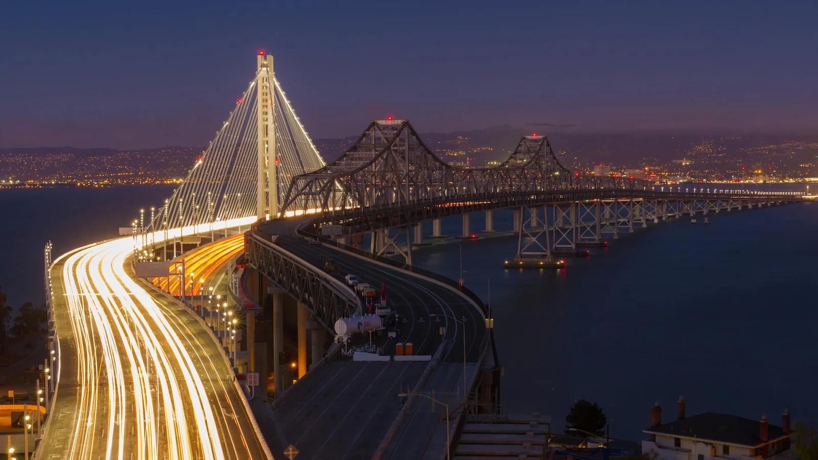San Francisco Bay Bridge Night - Night Cityscape Photography 4K Wallpaper (3840x2160)