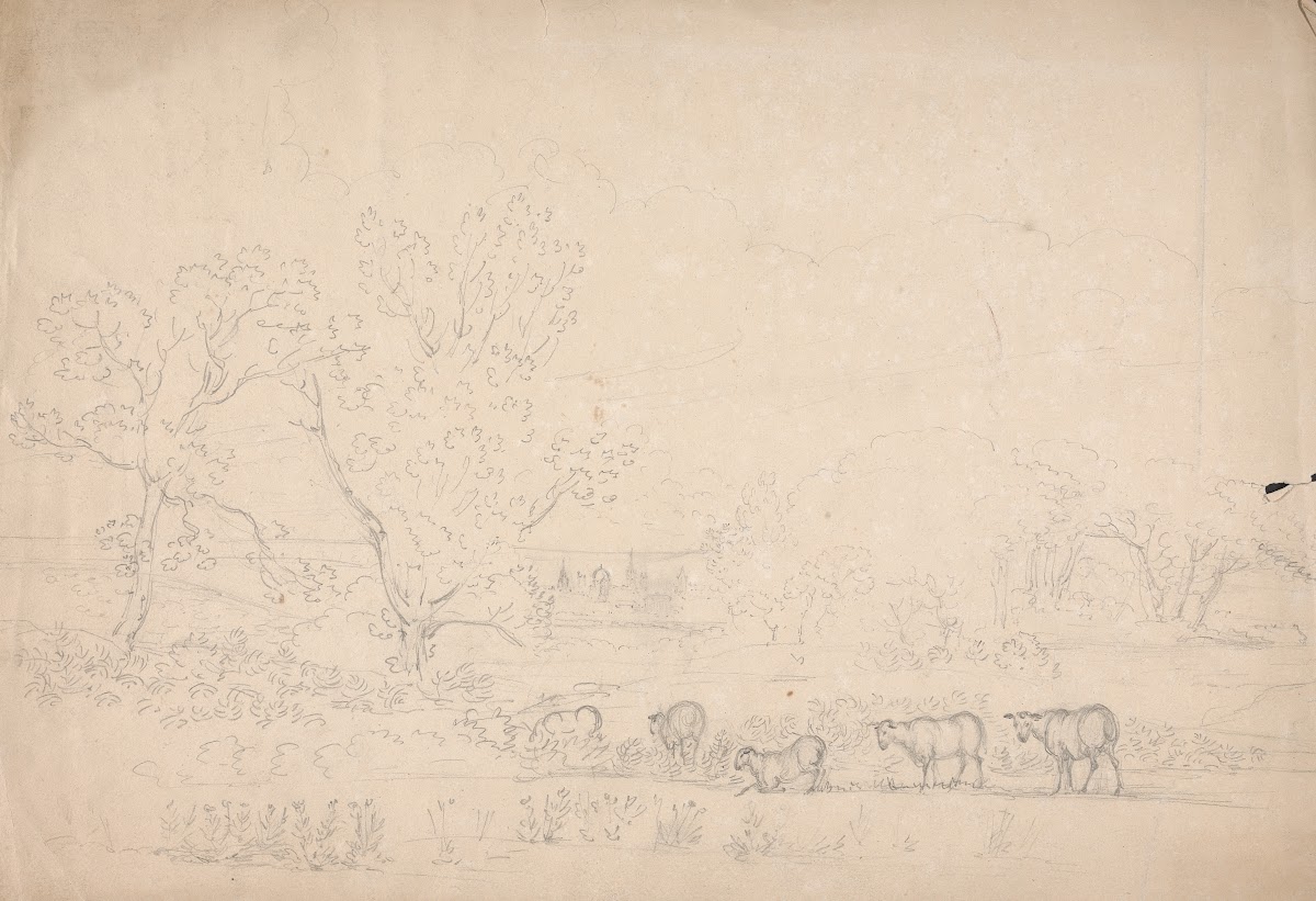 Landscape Study with Sheep Oxford in the Distance