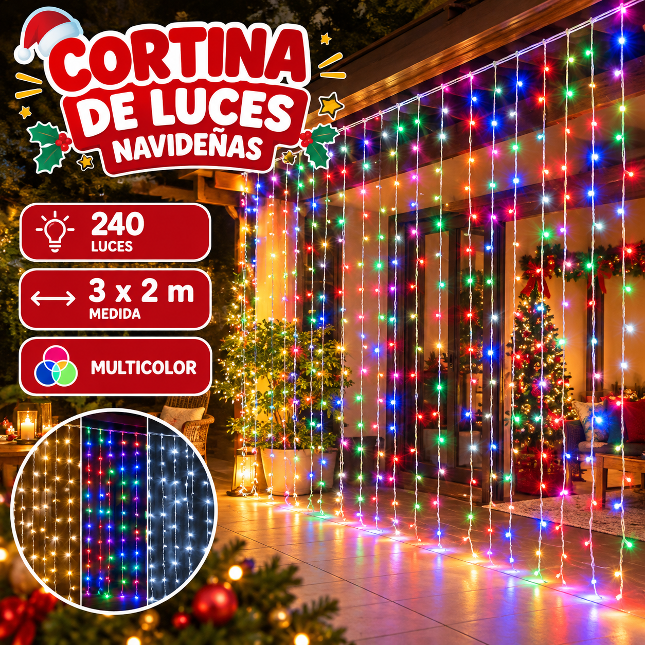 Serie de luces LED con cable transparente