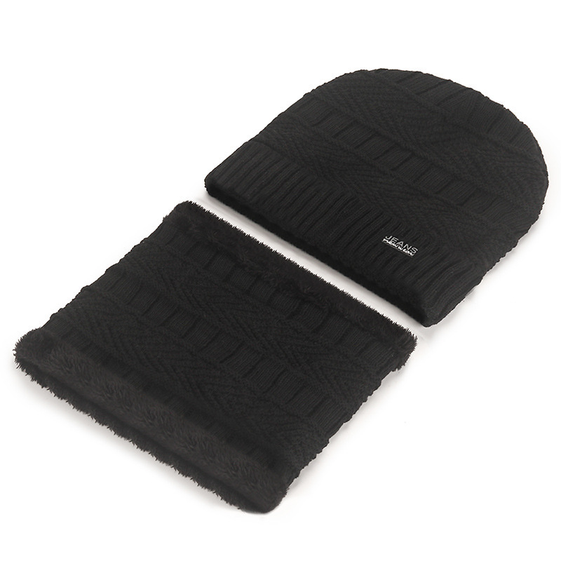 Gefüttertes Strickmützen- und Schal-Set für Herren