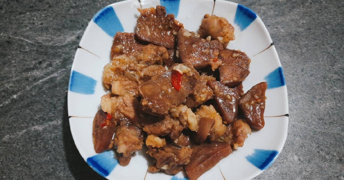 Lưỡi heo rim mắm tỏi