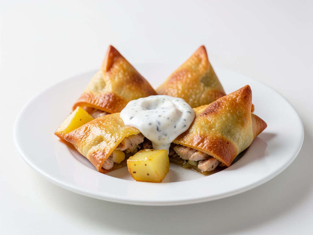 Эчпочмак с курицей и картофелем (мини-вариант на завтрак)