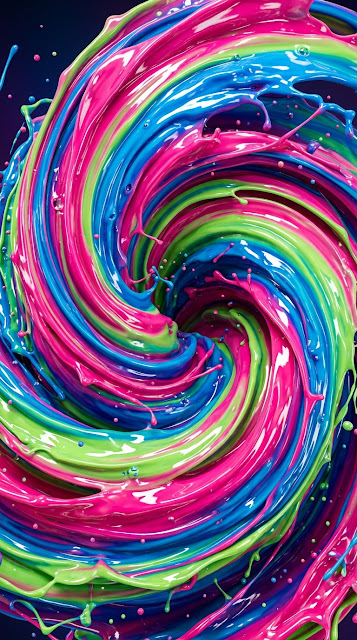 Vibrant Rainbow Liquid Swirl with Candy Gloss Finish - Free mobile Wallpaper