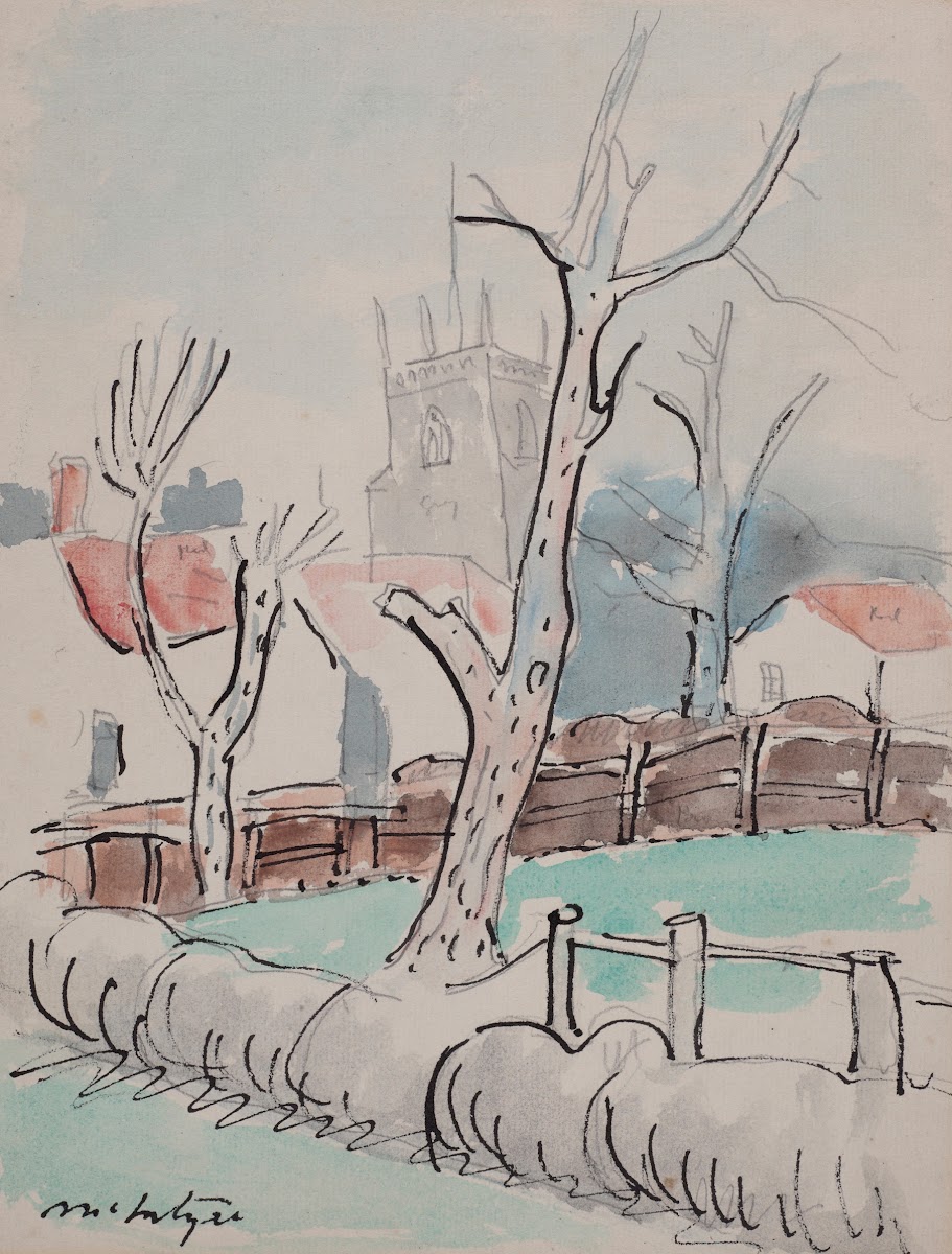 Trees and church tower