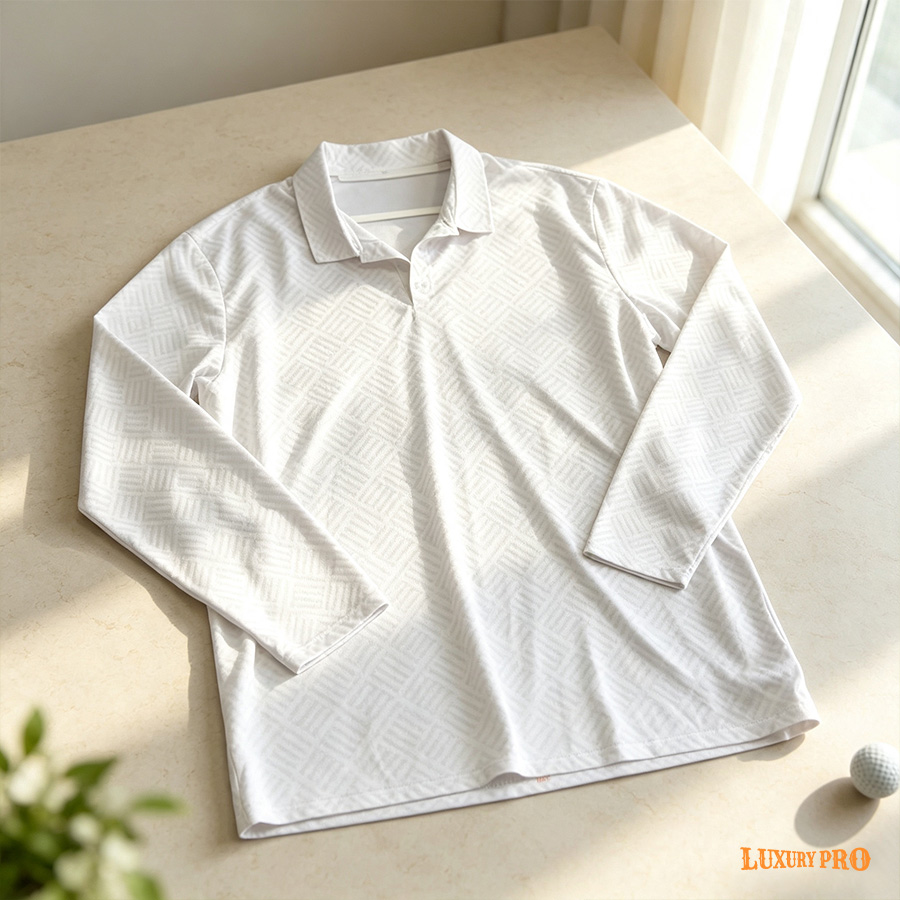 AOP Generic Button Long Sleeve Polo Shirt - 180G Bird's Eye Mesh