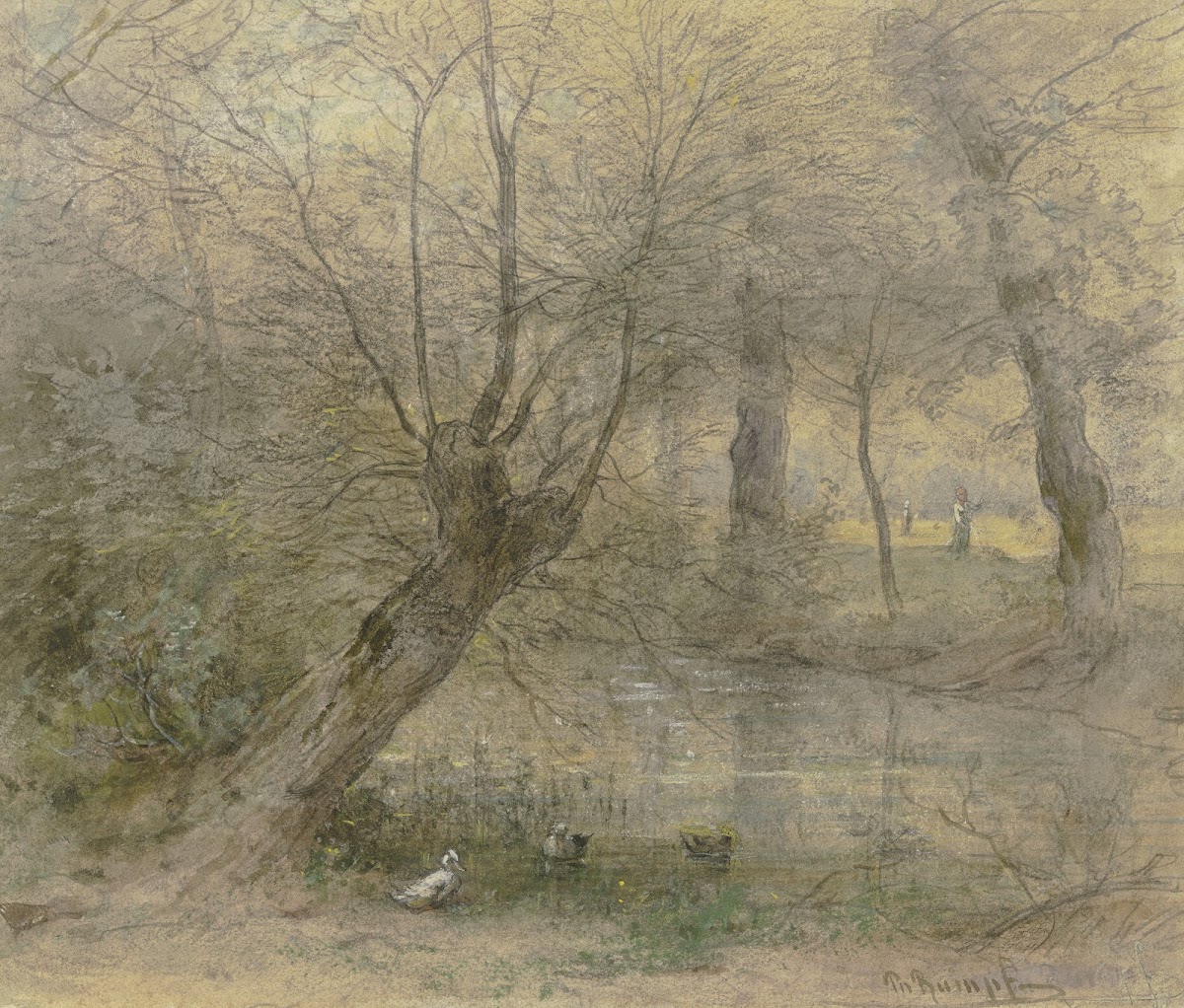 Partie von der Nied in der Nähe des Brentanoschen Parkes in Rödelheim von Enten