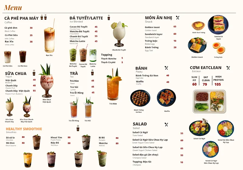Menu Cà Phê & Đồ Uống Healthy