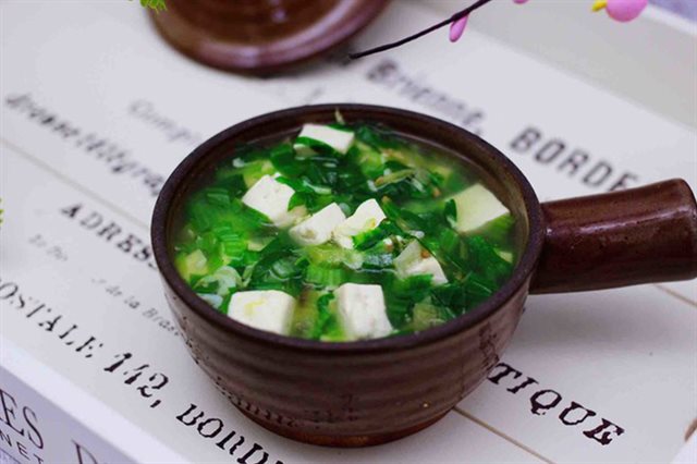 Canh Đậu Hũ Cải Thìa Và Tép Khô
