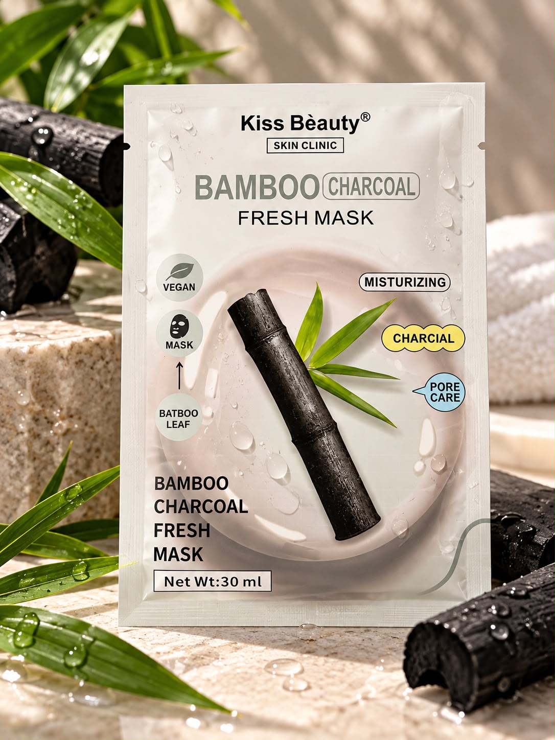 Mascarilla facial de carbón de bambú Kiss Beauty