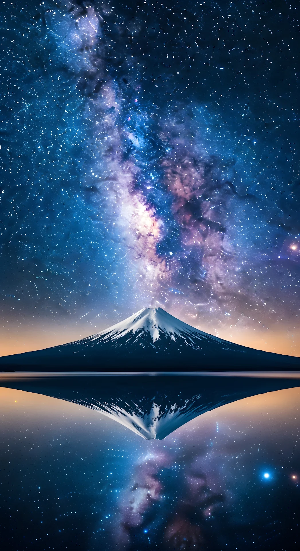 Milky Way Galaxy Reflection Snow Mountain Night - Free 4K mobile Wallpaper