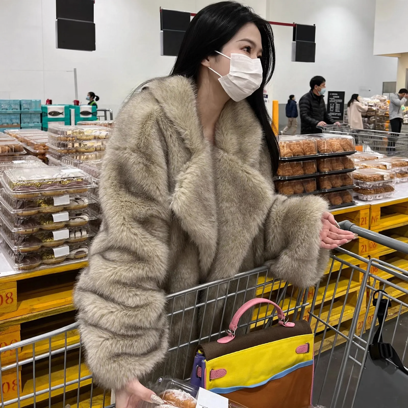 Women's Fur Coat, Mid-Length, Faux Fur, Winter