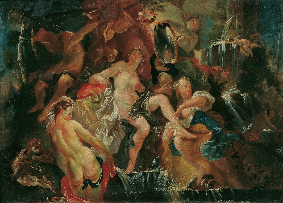 Das Bad der Diana Rückseite Die Erziehung des Bacchusknaben 1759