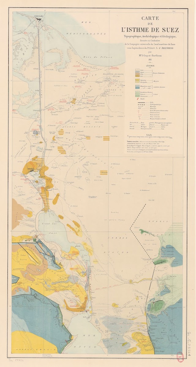 Carte de listhme de Suez topographique archéologique et géologique 1913