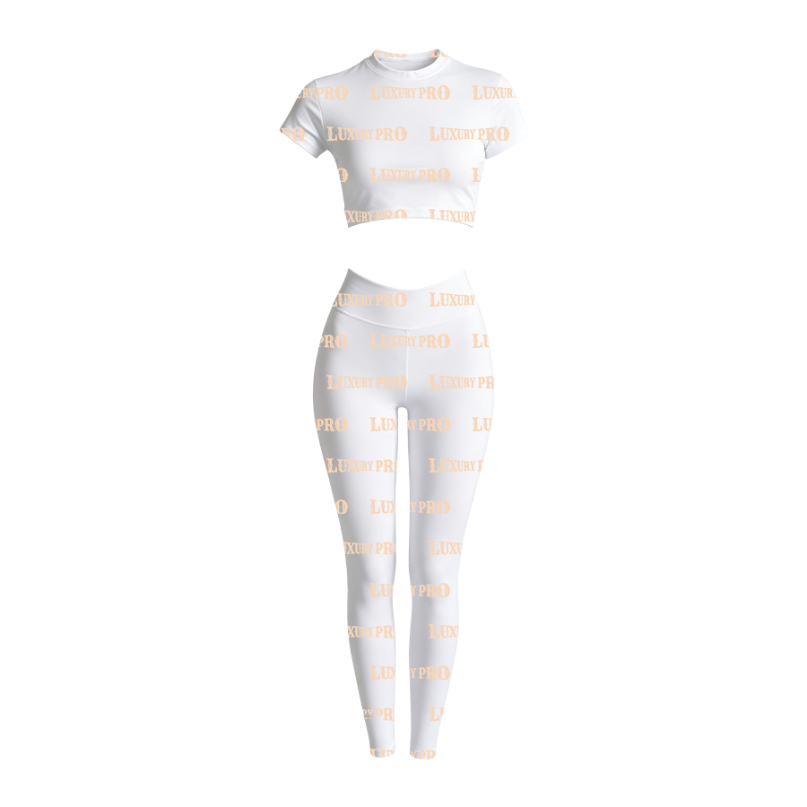 AOP HCM Cropped short sleeve top & high waisted yoga leggings set