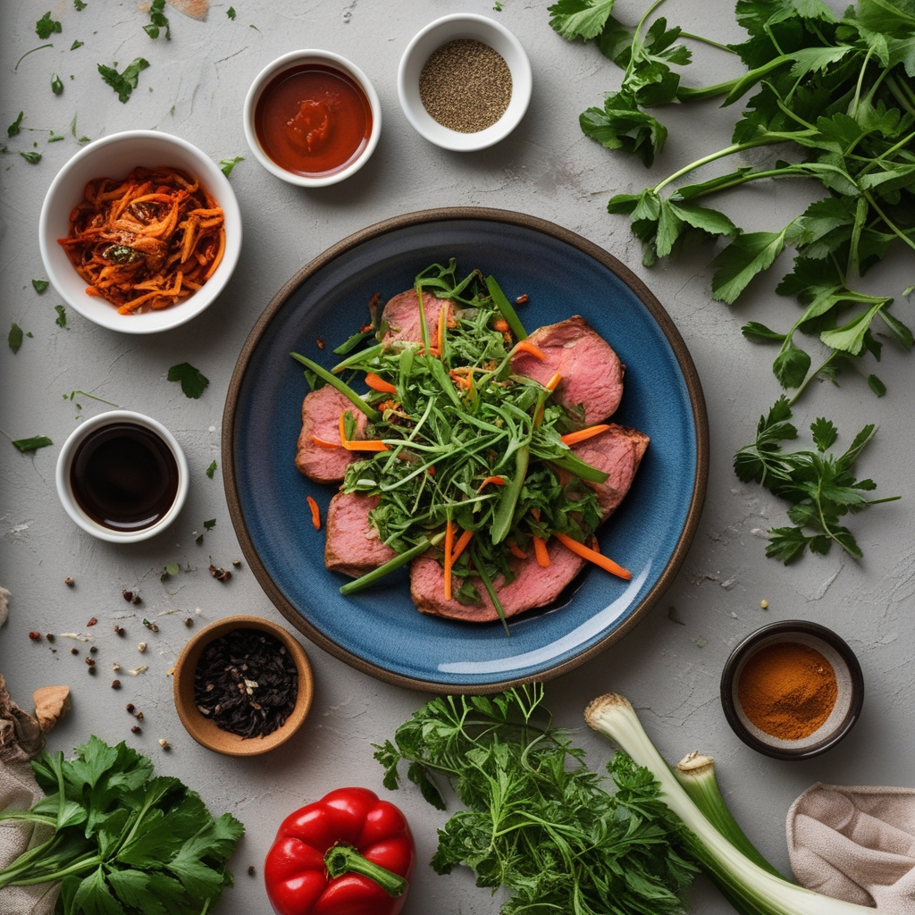 Ingredients for Korean-Inspired Kimchi Bulgogi Cheesesteak Easy Homemade Recipe