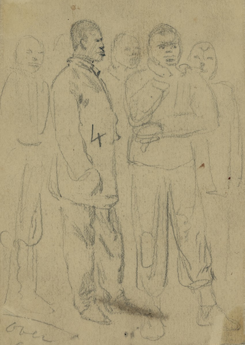 Full length sketches of five African American men 1860 1865