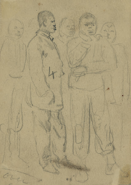 Full length sketches of five African American men 1860 1865