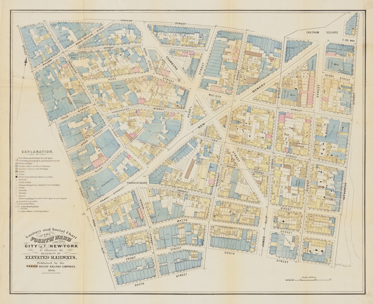 Sanitary And Social Chart Of The Fourth Ward Of The City Of New York To Illustra