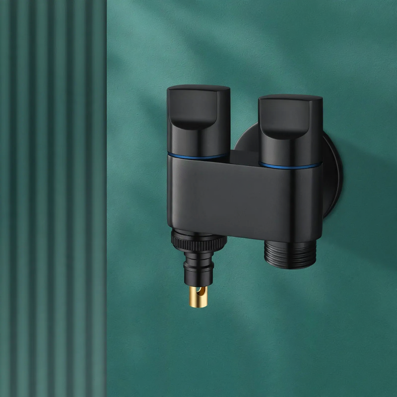 Corner valve for washing machines, 4-thread