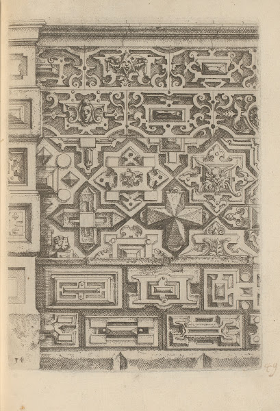 Five Friezes Decorated With Scrollwork Cartouches And Mascarons Geometric Patter