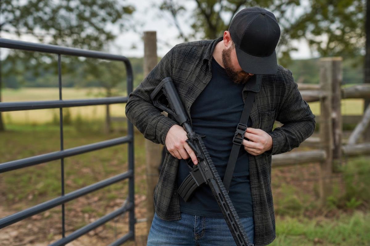 AR-15 sling adjustment for controlled movement