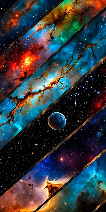Segmented Cosmic Galaxy Wallpaper 2K iPhone Phone Wallpaper