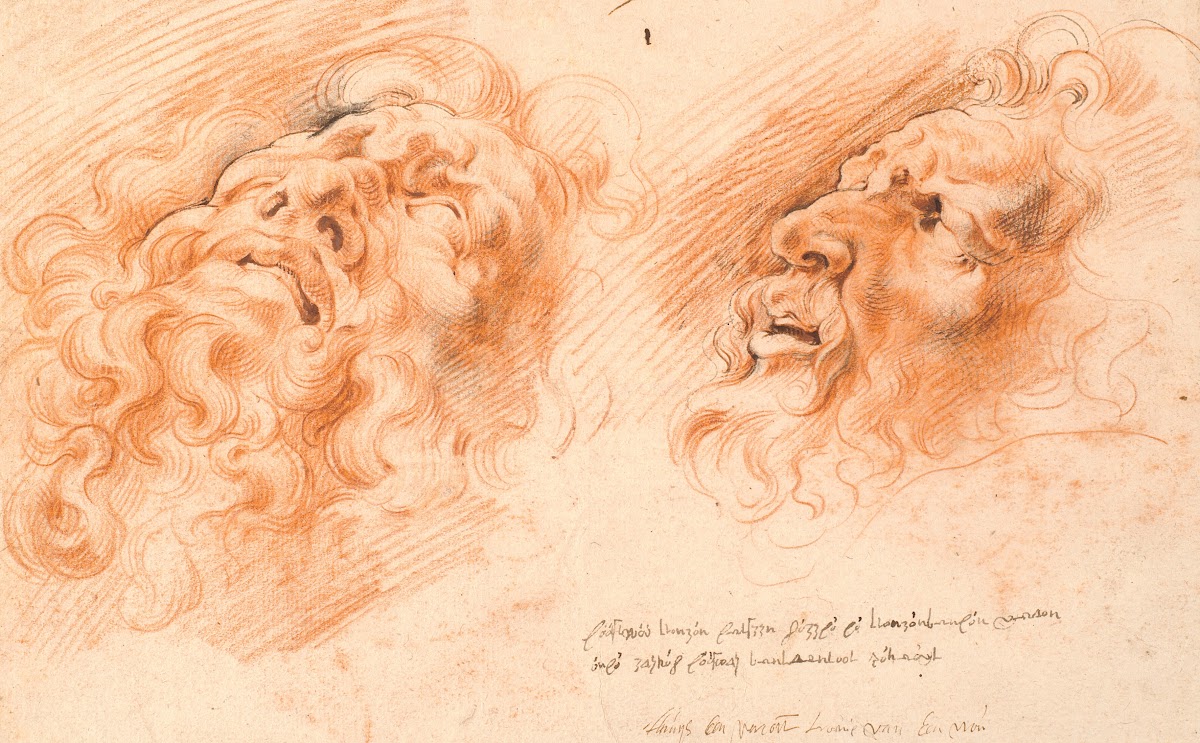 Laocoon Two studies of Laocoons face one seem en face from below and the other i