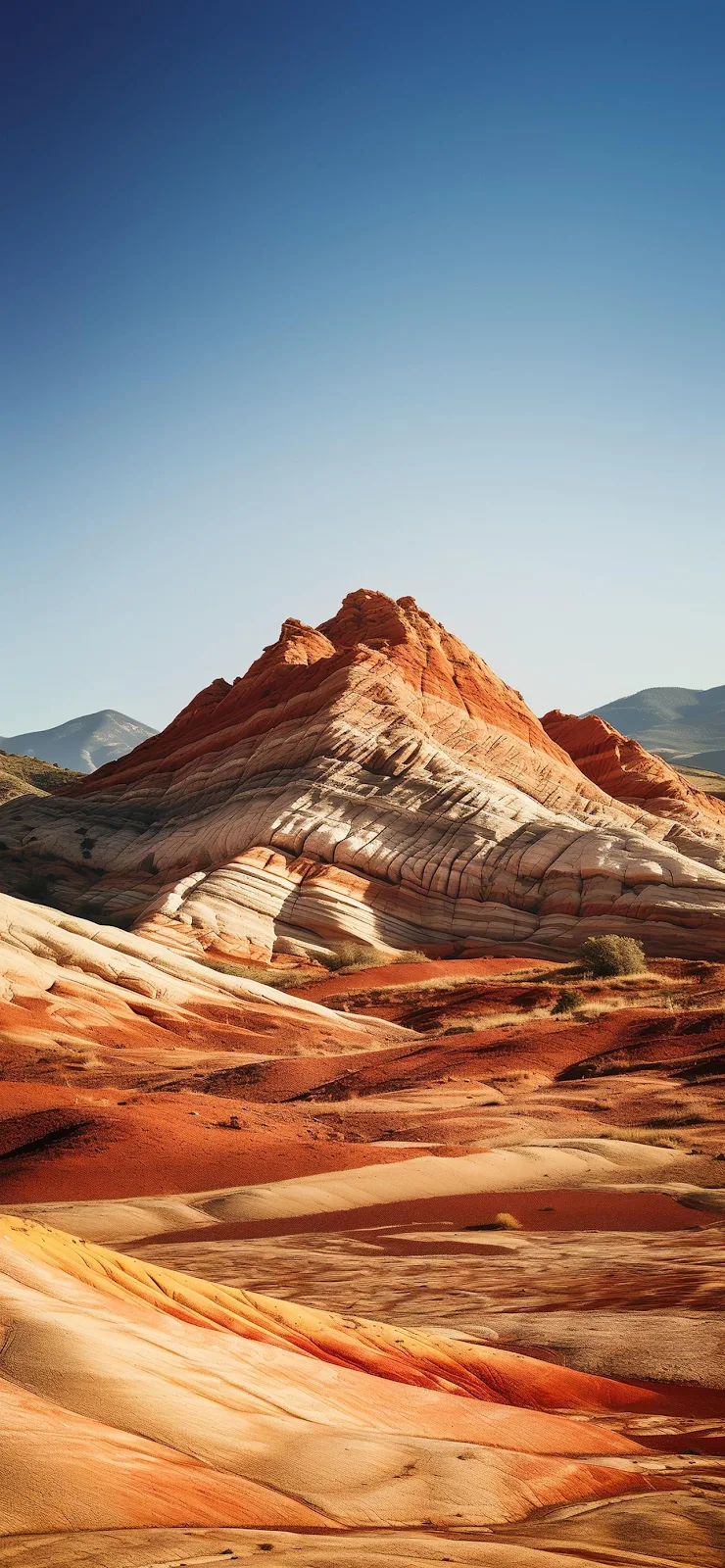 Striped Desert Rock Formations - Landscape Photography Full HD iPhone Wallpaper (1284x2778)