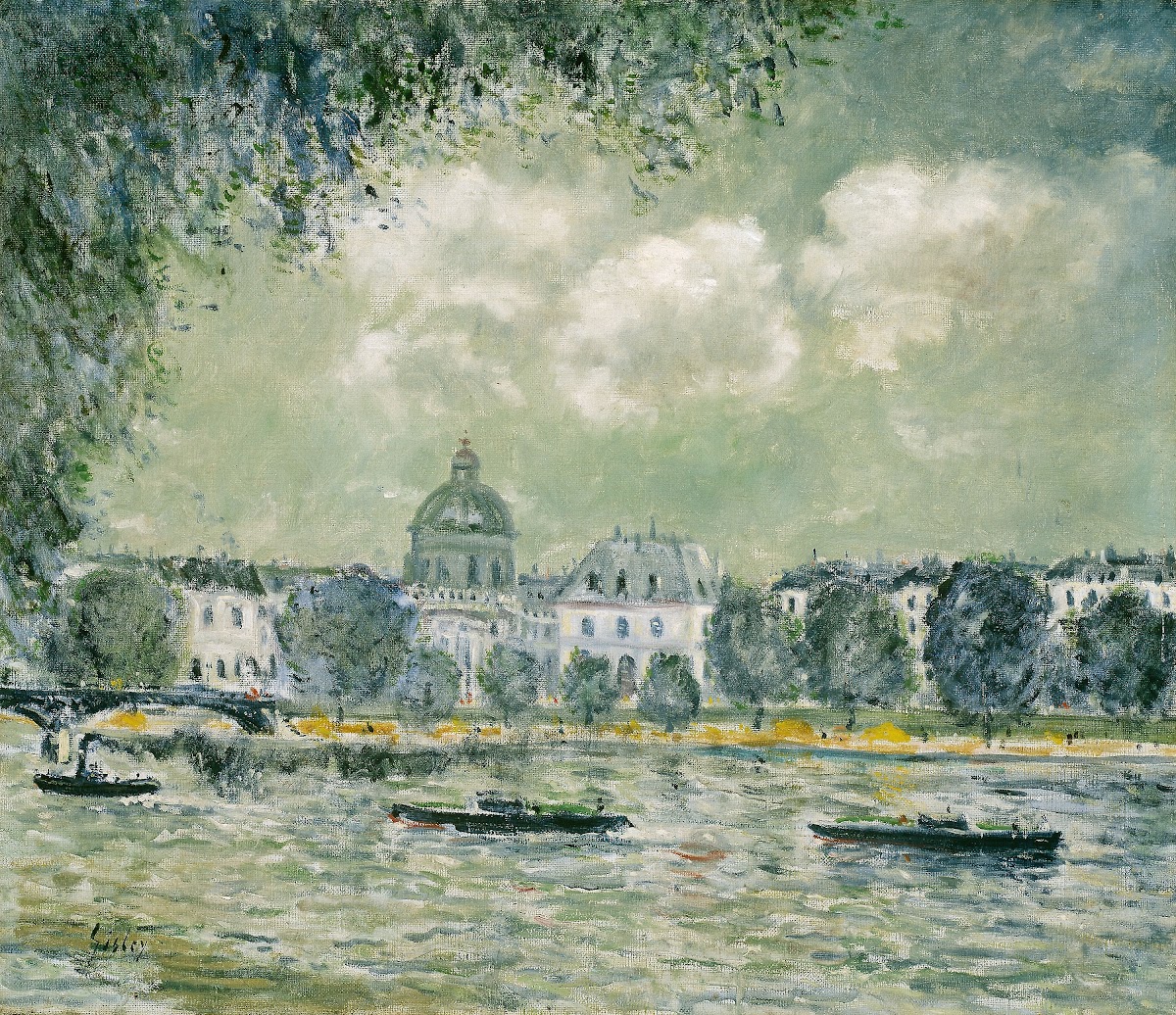 Landscape along the Seine with the Institut de France and the Pont des Arts c 18