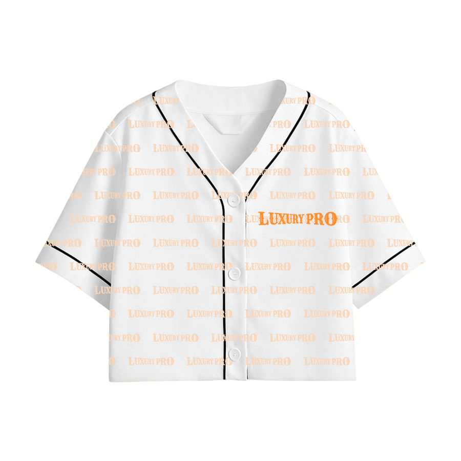 AOP Applique Embroidery Women's Crop Baseball Jersey