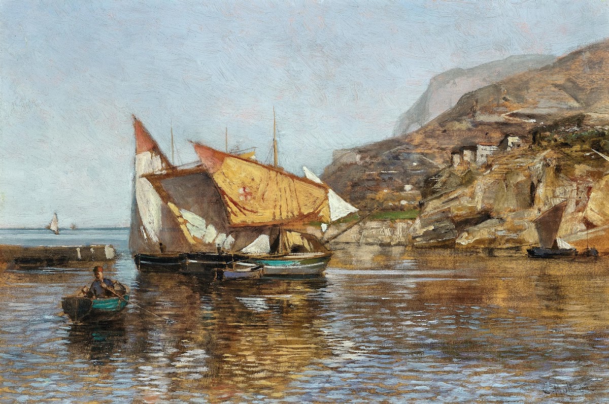 A Coastal Landscape with Fishing Boats 1890